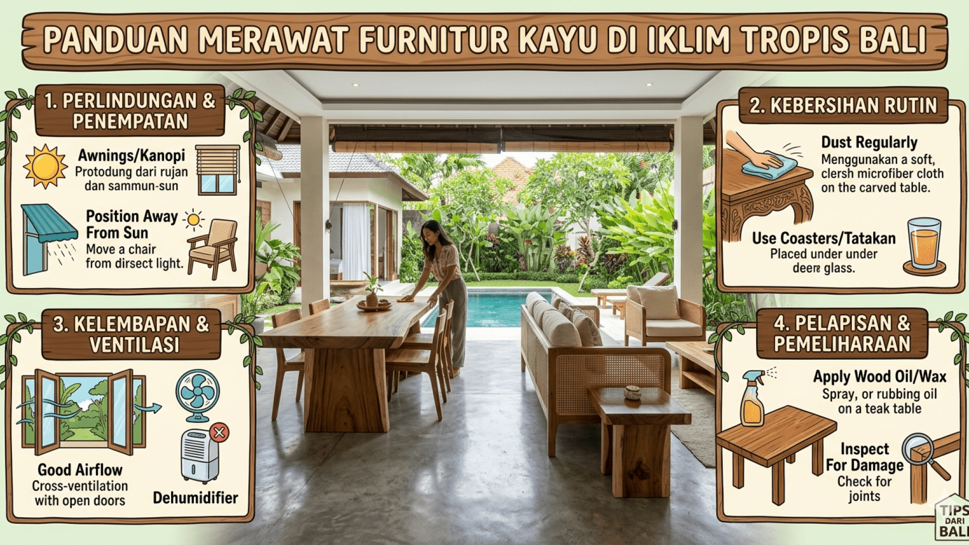 Cara Merawat Furnitur Kayu di Iklim Tropis Bali