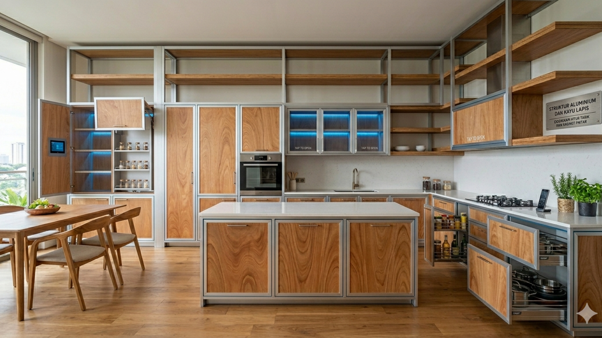 Fitur Rak Tarik dan Kabinet Pintar pada Kitchen Set Modern