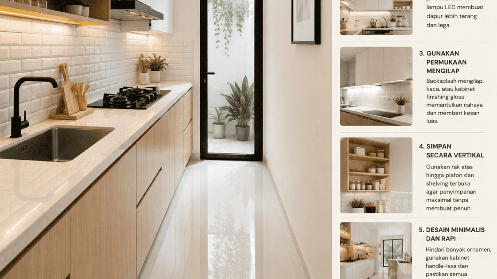 Tips Mengatur Layout Kitchen Set untuk Dapur Sempit agar Terlihat Luas